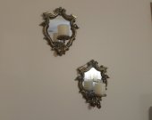 Antique Gold Framed Mirrors / Candle Holders - Set of 2