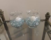 Glass Bowls with Glass Beads & Candles - Set of 2 - Cherub Sculptures Not Included