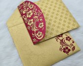 Wine Red Shimmery Laser Cut Wedding Invitation
