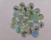 Glass Stones - One (1) Pound Clear Marbles with Multi-Color Interior
