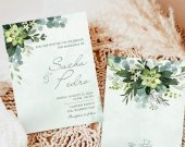 White Handmade Cotton Wedding Invitation: Spring-Digital