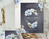 White Matte Floral Themed Wedding Invitation: Night-Flower