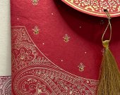 Falu Red Handmade Cotton Embossed Wedding Card