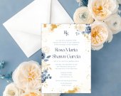 Ivory Shimmery Wedding Invitation: Golden-Leaf