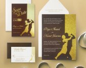 Gold Matte Laser Cut Wedding Invitation: Shiny-Dancing-Stars