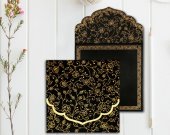 Black Wooly Floral Themed Wedding Invitation