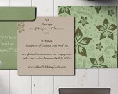 Sage Green Matte Floral Themed - Screen Printed Wedding Invitation