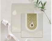 Shell Grey Matte Embossed Wedding Invitation