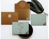 Copper Shimmery Floral Themed - Screen Printed Wedding Invitation