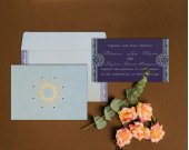 Off-White Shimmery Floral Themed Wedding Card