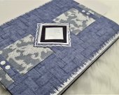 Grayish Blue Handmade Cotton Screen Printed Wedding Card