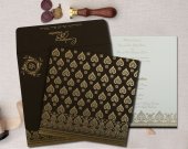 Brown Matte Screen Printed Wedding Invitation