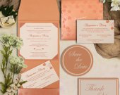 Salmon Shimmery Screen Printed Wedding Invitation