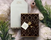 Brown Shimmery Paisley Themed - Screen Printed Wedding Invitation