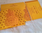 Mustard Yellow Paisley Themed Wedding Invitation