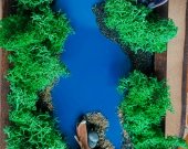 Small Handmade Framed Artwork 2217 cm with Moss and Natural Materials