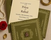 Deep Sage Wooly Glitter Wedding Card