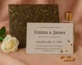 Brown Shimmery Screen Printed Wedding Invitation