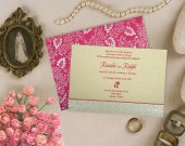 Hot Pink Matte Paisley Themed - Screen Printed Wedding Invitation