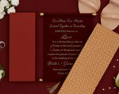 Burgundy Velvet Scroll Wedding Invitation