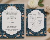 White Matte Peacock Themed Wedding Invitation: Indian-Style