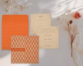 Dark Salmon Matte Screen Printed Wedding Invitation