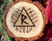 Handmade Storm of the Gods Runic Stave on Oak