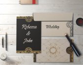 Light Grey Shimmery Floral Themed - Screen Printed Wedding Card