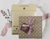 Purple Shimmery Screen Printed Wedding Invitation
