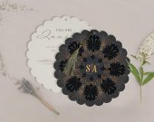 Graphite Grey Shimmery Floral Themed - Embossed Wedding Card