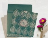 Teal Blue Shimmery Unique Themed - Foil Stamped Wedding Card
