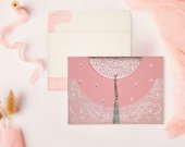 Baby Pink Handmade Cotton Embossed Wedding Card