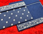 Cobalt Blue Handmade Silk Screen Printed Wedding Card