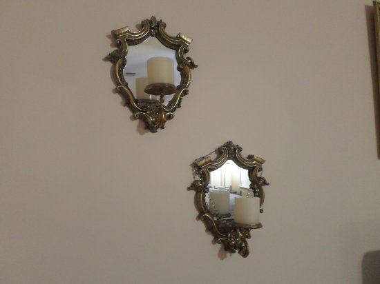 Antique Gold Framed Mirrors / Candle Holders - Set of 2