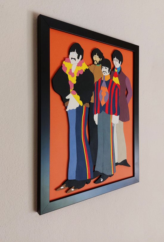 Handmade The Beatles, Yellow Submarine wood wall art
