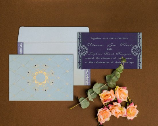 Off-White Shimmery Floral Themed Wedding Card
