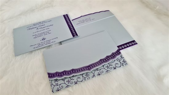 Silver Shimmery Foil Stamped Wedding Invitation