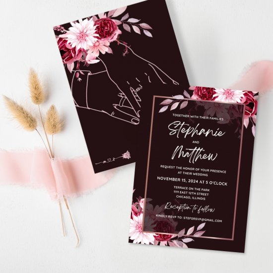 White Matte Wedding Invitation: Velvet-Touch