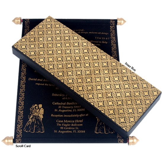 Black Velvet Scroll Wedding Invitation