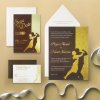 Gold Matte Laser Cut Wedding Invitation: Shiny-Dancing-Stars