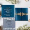 Blue Shimmery Laser Cut Wedding Invitation