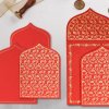 Red Handmade Silk Paisley Themed - Glitter Wedding Invitation