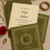 Deep Sage Wooly Glitter Wedding Card