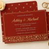 Red Handmade Cotton Screen Printed Wedding Card