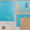 Moderate Orange Shimmery Damask Themed Laser Cut Wedding Card