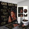 4Pcs African Girl Prayer Bathroom Shower Curtain Set