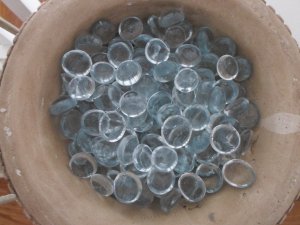 Glass Stones - One (1) Pound Clear / Light Blue