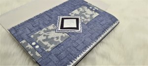 Grayish Blue Handmade Cotton Screen Printed Wedding Card