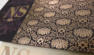 Dark Brown Matte Damask Themed - Screen Printed Wedding Invitation