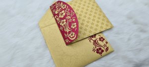 Wine Red Shimmery Laser Cut Wedding Invitation